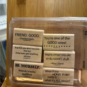 Stampin' Up! Wooden Sentiment Stamps - Natural Tan